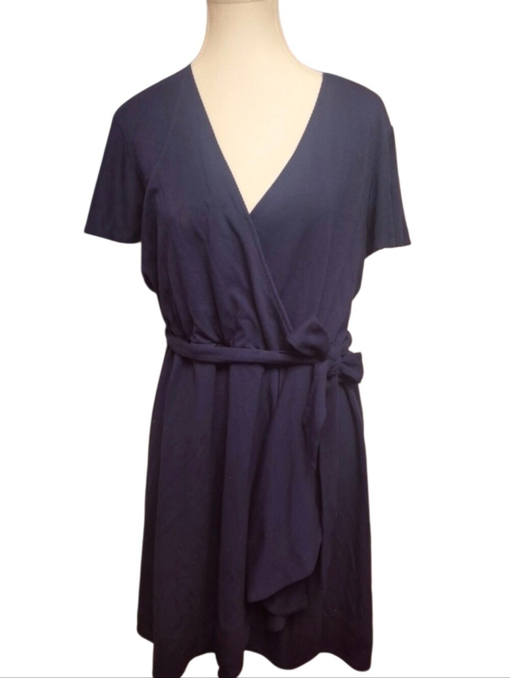 Draper James Navy Faux Wrap Midi Dress